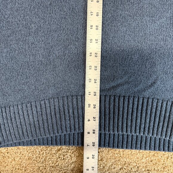 Eddie Bauer Seattle Sweater Mens TL Navy Blue Knit Cotton Mock Neck Quarter-Zip - Picture 7 of 12
